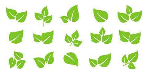 Leaf vector symbol, leaf illustration or leaf emoji in flat style. Spring leaf design, ecological nature theme.	
