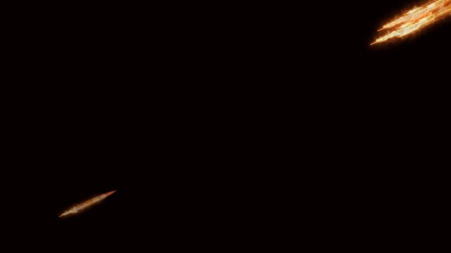 serial rocket launch with fire effect on the alpha channel background