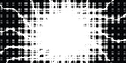 Fototapeta premium Halftone dots lightning explosion pop art comic background. Vector Illustration%09