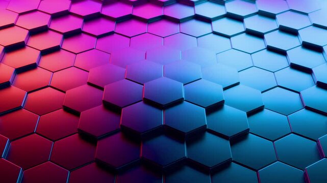 abstract blue and pink colorful 3d hexagon background, 4k seamless loop	