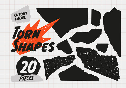 Torn Shapes Cutout Label Set