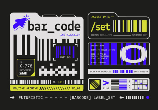 Futuristic Barcode Label Set