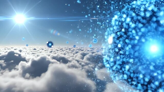 Digital Sphere Cloudscape Visualization Above The Clouds.