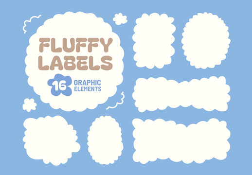 Fluffy Labels Set with Cloud Shapes
