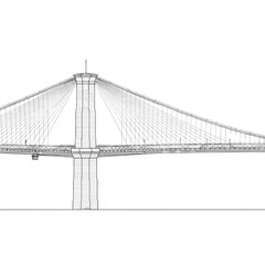 Obraz premium Simple line drawing of a suspension bridge on a white background