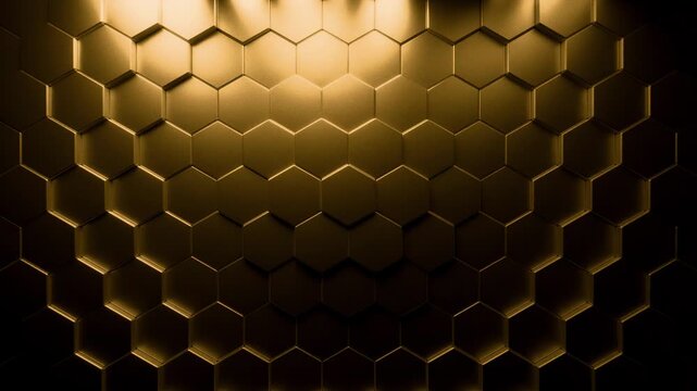 abstract golden 3d hexagon background, 4k seamless loop	