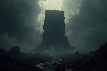 Mysterious Stone Structure on a Rocky Shoreline