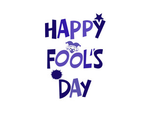 Fototapeta premium Happy April Fools Day Typography Text Design Transparent Background