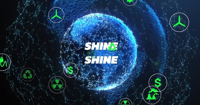Animation of text scopes scanning and network of connections on black background