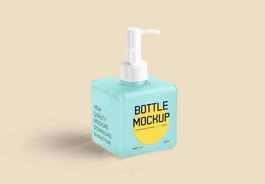 Cubic Dispenser Bottle Mockup