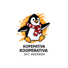 Fototapeta premium Penguin mascot with scarf for Kooperativa Day Indonesia logo