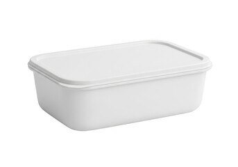 A clean, white plastic container with a lid on a white background isolated on transparent background,png