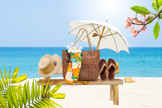 Tropical summer season beach background, summer outdoor day light, season and holiday, summer beauty and fation, tourism industry background idea, tropical beach