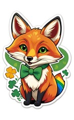 Obraz premium St. Patrick's Day fox mascot with emerald green accessories