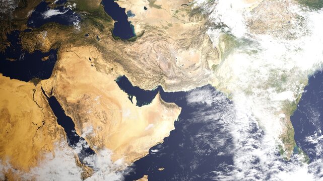 Satellite View of the Middle East and the Strait of Hormuz