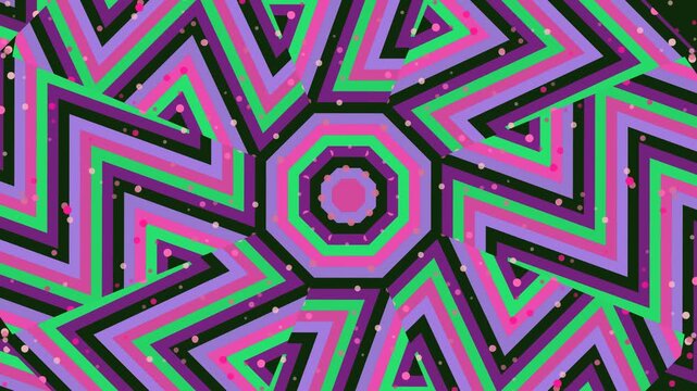 Geometric shapes forming a symmetrical pattern with bright colors and sharp edges