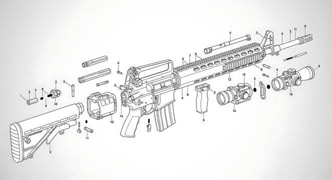 Exploded diagram of a weapon