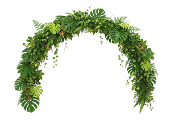 Lush tropical leaves forming an archway ideal for designs on transparent background