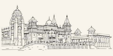 Detailed sketch of the Chowmahalla Palace in Hyderabad India © Ruhidas