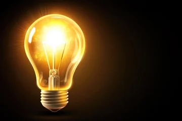 Glowing lightbulb with radiant filament on black background © dashtik