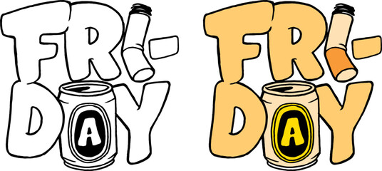 Obraz premium Fri Day Beer Typography Design – Weekend Party Vector Illustration