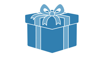 Fototapeta premium Blue Gift Box with Ribbon Illustration.