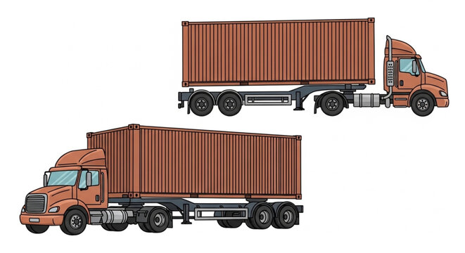 Semi Truck with Shipping Containers.