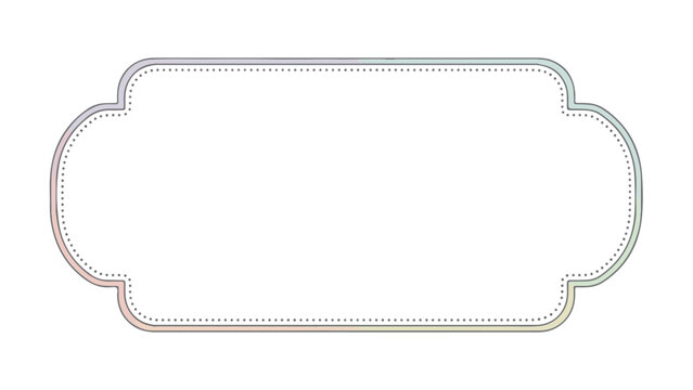 A thin, dotted outline of a rounded rectangle with a subtle gradient effect, transitioning from red to green, set against a clean white background.