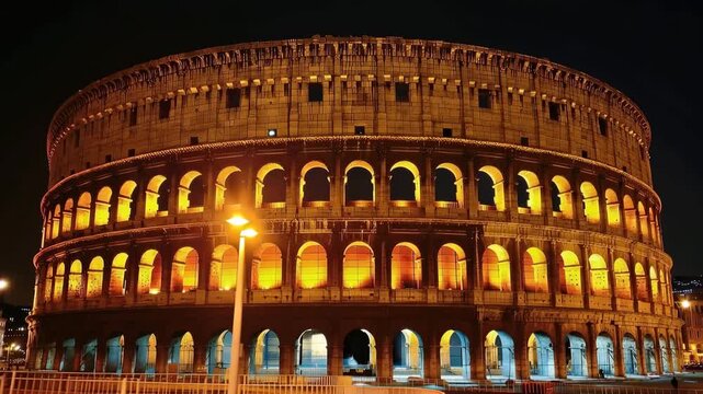 Colosseum Rome At Night Illuminated