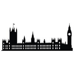 Obraz premium Silhouette of the houses of parliament and big ben in london
