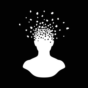 Silhouette of Person with Disintegrating Head.