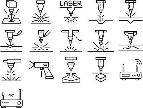 Diverse set of icons representing various 3d printing and scanning technologies