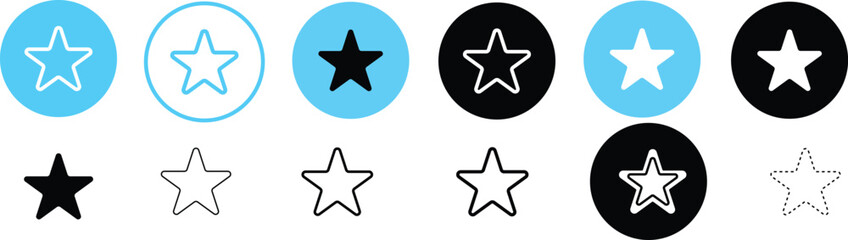 Obraz premium Favorite, Review and Bookmark Star Symbols .favorite star icon rating symbol reward rating mark icons. Star Rating Icon Set