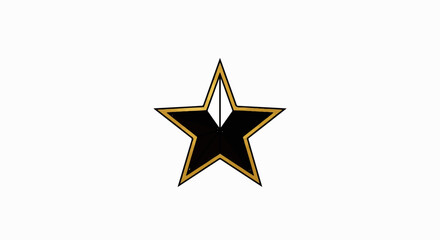 Fototapeta premium Black five-pointed star with gold outline and white inner shape
