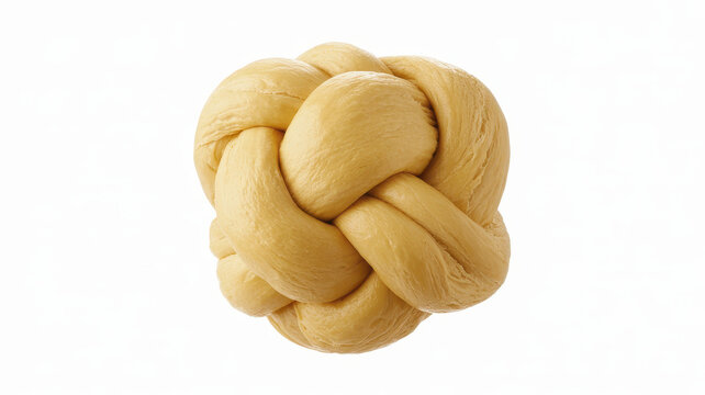 Braided Challah Bread on White Background dough pastry