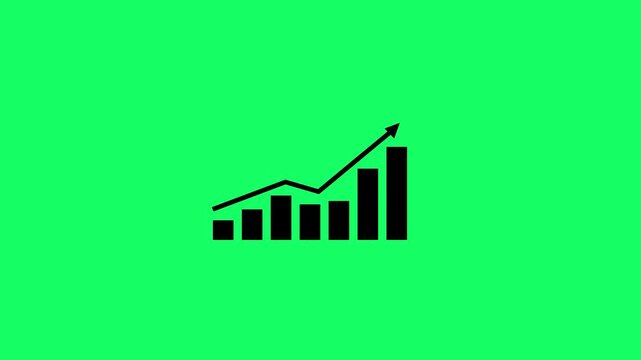 Abstract business graph icon animation on green background. Profit concept, positive increase chart. business graph animation