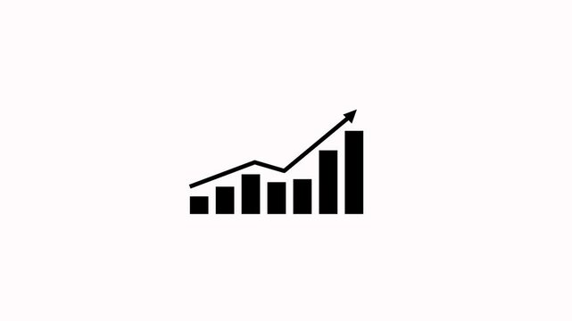 Abstract business graph icon animation on white background. Profit concept, positive increase chart. business graph animation