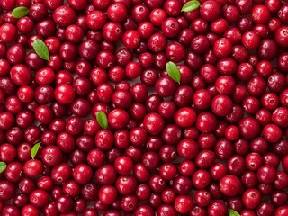 Glossy Red Cranberries Piled Together, Ideal for Backgrounds and Still Life Photography.