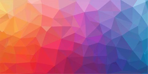 Obraz premium A seamless vector illustration features a colorful abstract geometric background with a mosaic pattern of purple and pink triangle shapes and diamond elements for a stylish wallpaper design