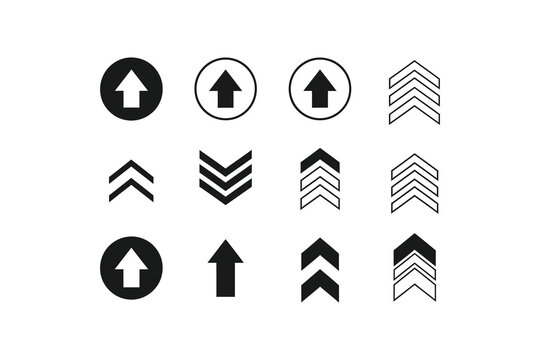 A variety of directional arrows and chevrons in different styles and orientations Vector