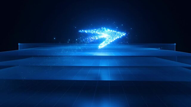 Abstract digital stream of light forms dynamic shape on dark backdrop