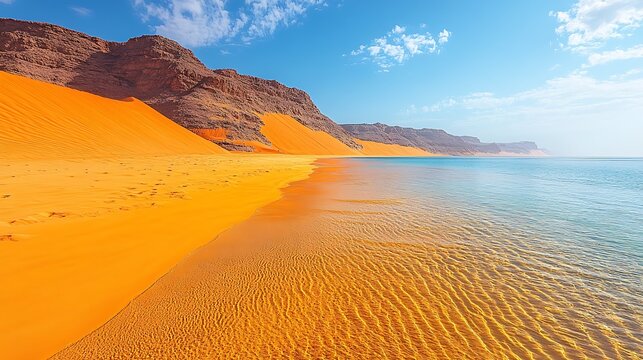 Desert beachscape with turquoise water