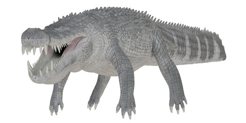Fototapeta premium Realistic depiction of a prehistoric crocodile.