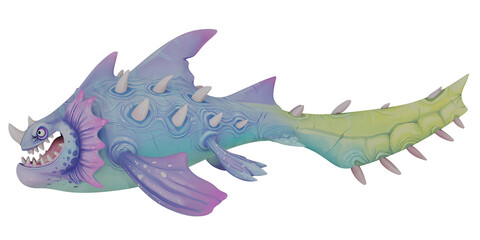 Fototapeta premium Colorful fantasy sea creature with spikes.