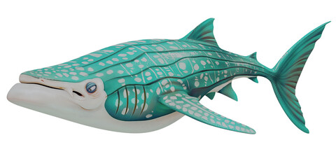 Obraz premium Illustrated whale shark with vibrant teal patterns.