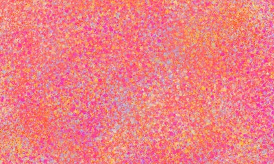 Vibrant pink and orange abstract grainy texture background with dense colorful speckles creating a lively artistic surface design.
