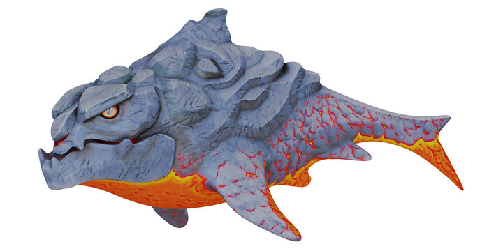 Fierce mythical dragonfish in vibrant colors.
