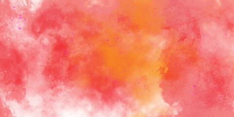 Fototapeta premium Bright abstract yellow orange red background. Toned rough surface texture. Hand drawn watercolor absract background. Brush stroked painting. Strokes of paint. 2D Illustration.