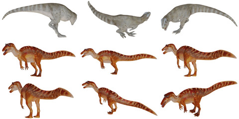 Collection of dinosaur models in various poses. © Ilie