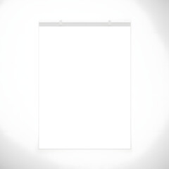 Blank white poster hanging on wall in minimalistic style  